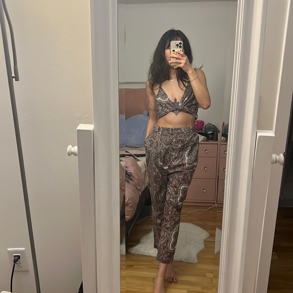 SET NWT Zimmermann pasley print crop top and pants